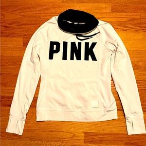 Victoria’s Secret White Sweatshirt with Black Trim - Thumb Holes -“PINK” - XS